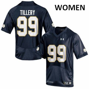 Women UND #99 Jerry Tillery Navy Blue Game Stitch Jersey 702422-747
