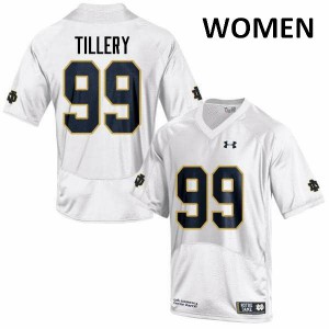 Women Irish #99 Jerry Tillery White Game Official Jersey 147923-859