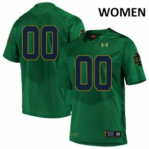 Women University of Notre Dame #00 Custom Green Authentic Stitch Jersey 420806-924