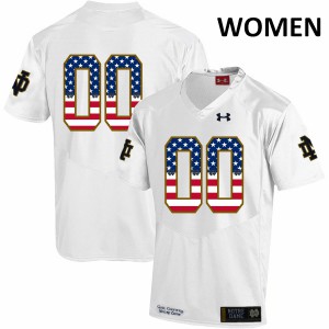 Women's Notre Dame Fighting Irish #00 Custom White USA Flag NCAA Jersey 783144-718