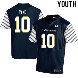 Youth University of Notre Dame #10 Drew Pyne Navy Blue Alternate Game University Jerseys 284605-829