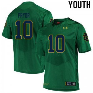 Youth Irish #10 Isaiah Pryor Green Game Football Jersey 410221-814