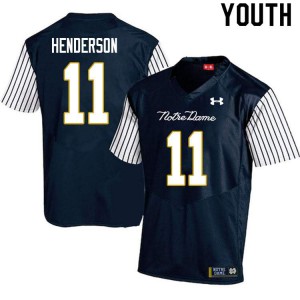 Youth Notre Dame #11 Ramon Henderson Navy Blue Alternate Game Alumni Jersey 752187-692