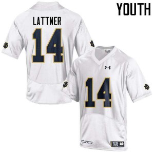 Youth University of Notre Dame #14 Johnny Lattner White Game Stitch Jerseys 235695-687