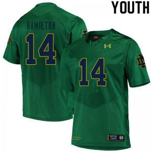 Youth University of Notre Dame #14 Kyle Hamilton Green Game College Jerseys 682681-297