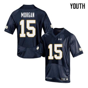 Youth University of Notre Dame #15 D.J. Morgan Navy Game Stitch Jerseys 195051-751