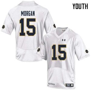 Youth Notre Dame #15 D.J. Morgan White Game Embroidery Jersey 141043-717