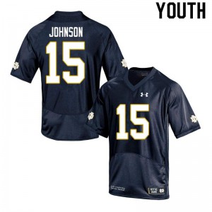 Youth Notre Dame #15 Jordan Johnson Navy Game Stitch Jerseys 756944-170