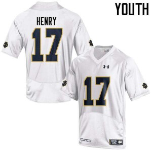 Youth Notre Dame #17 Nolan Henry White Game University Jersey 292654-184