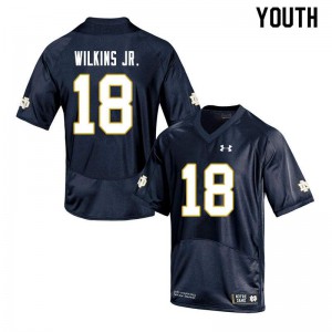 Youth UND #18 Joe Wilkins Jr. Navy Game Stitched Jerseys 614374-984