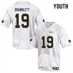 Youth UND #19 Jay Bramblett White Game Official Jerseys 480017-695