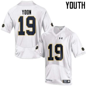 Youth UND #19 Justin Yoon White Game Stitched Jerseys 748879-869