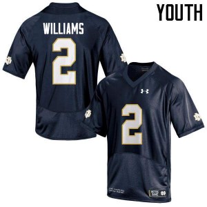 Youth University of Notre Dame #2 Dexter Williams Navy Blue Game High School Jersey 987512-216