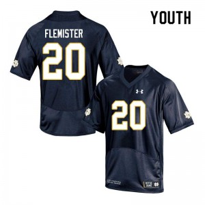 Youth Notre Dame #20 C'Bo Flemister Navy Game Stitch Jerseys 811777-278