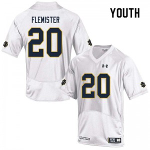 Youth University of Notre Dame #20 C'Bo Flemister White Game High School Jersey 488927-871