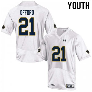 Youth Notre Dame #21 Caleb Offord White Game Embroidery Jerseys 655917-418