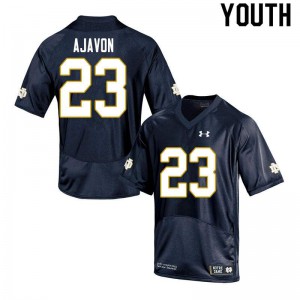 Youth Notre Dame #23 Litchfield Ajavon Navy Game Stitch Jersey 212999-883