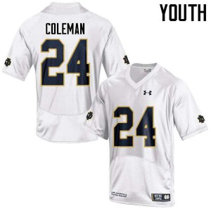 Youth Notre Dame Fighting Irish #24 Nick Coleman White Game College Jersey 923277-560