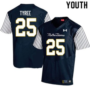 Youth University of Notre Dame #25 Chris Tyree Navy Blue Alternate Game College Jersey 293968-520