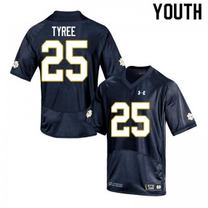 Youth University of Notre Dame #25 Chris Tyree Navy Game High School Jerseys 683810-613