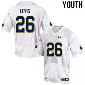 Youth Notre Dame #26 Clarence Lewis White Game Football Jerseys 733494-724
