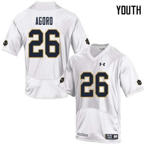 Youth Notre Dame #26 Temitope Agoro White Game University Jerseys 189234-765