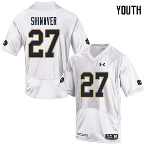 Youth Notre Dame #27 Arion Shinaver White Game Embroidery Jersey 228222-945