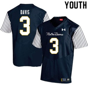 Youth Notre Dame #3 Avery Davis Navy Blue Alternate Game Stitched Jerseys 726475-353