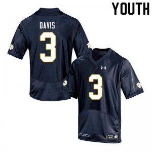 Youth UND #3 Avery Davis Navy Game Player Jerseys 786990-364