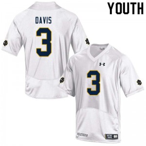 Youth Notre Dame #3 Avery Davis White Game NCAA Jersey 751637-685