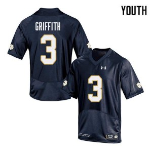 Youth Notre Dame #3 Houston Griffith Navy Game Stitched Jerseys 765295-239