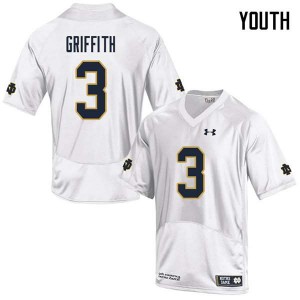 Youth Fighting Irish #3 Houston Griffith White Game Embroidery Jersey 446790-260