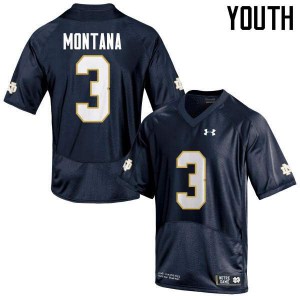 Youth UND #3 Joe Montana Navy Blue Game Official Jerseys 689139-355