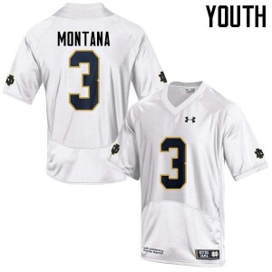 Youth UND #3 Joe Montana White Game University Jersey 292760-550