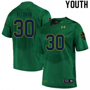 Youth Notre Dame #30 Jake Rittman Green Game Football Jerseys 863553-939