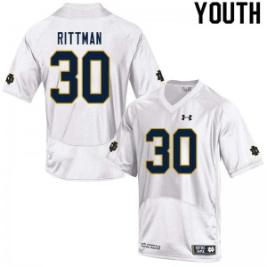 Youth UND #30 Jake Rittman White Game Football Jerseys 415526-708