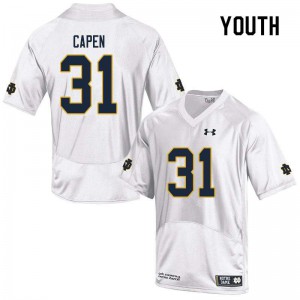 Youth Irish #31 Cole Capen White Game Player Jersey 400569-265