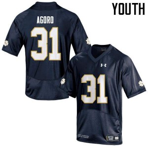 Youth Notre Dame #31 Temitope Agoro Navy Game Stitch Jersey 354445-527
