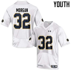 Youth Notre Dame #32 D.J. Morgan White Game Stitch Jersey 872777-962
