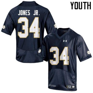 Youth University of Notre Dame #34 Tony Jones Jr. Navy Blue Game High School Jersey 784860-391