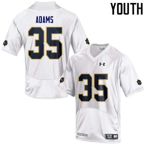 Youth University of Notre Dame #35 David Adams White Game Embroidery Jersey 726326-907