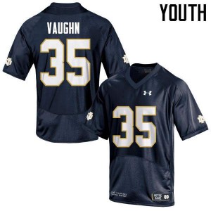 Youth University of Notre Dame #35 Donte Vaughn Navy Blue Game Stitch Jerseys 238234-339