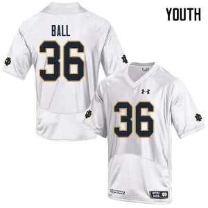 Youth Notre Dame #36 Brian Ball White Game Stitch Jersey 129711-696