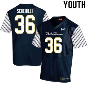 Youth University of Notre Dame #36 Eddie Scheidler Navy Blue Alternate Game Alumni Jerseys 746422-206