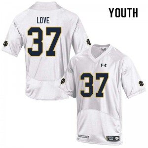 Youth University of Notre Dame #37 Chase Love White Game Stitched Jersey 715539-225