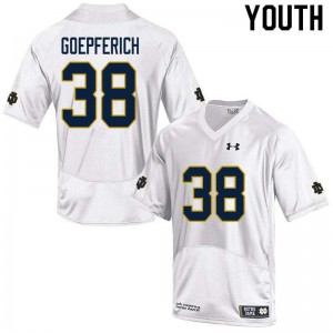 Youth University of Notre Dame #38 Dawson Goepferich White Game Stitch Jerseys 155654-843