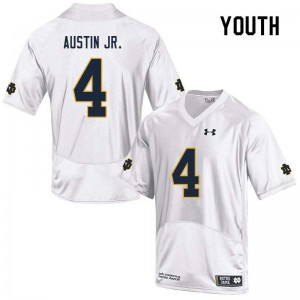 Youth Irish #4 Kevin Austin Jr. White Game Stitched Jersey 353636-948