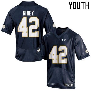 Youth University of Notre Dame #42 Jeff Riney Navy Blue Game Stitch Jerseys 410097-675