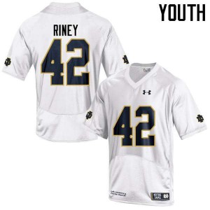 Youth University of Notre Dame #42 Jeff Riney White Game Football Jerseys 347672-803