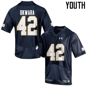 Youth Notre Dame #42 Julian Okwara Navy Blue Game Official Jersey 411041-747